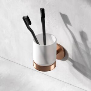 A85A34344 X-Joy, Стеклянный стакан с настенным держателем, роз. золото