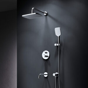 FT85A3RH40 X-Joy, набор: встроеный см-ль с ТМС, излив, прямоуг.верхний душ 300х210мм, ручн.душ, хром