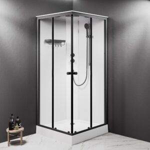 W94C-403-090BT X-Joy Square кабина душевая 90x90, профиль мат.черный, стекло прозрачное