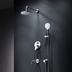 FB85A3RH30 X-Joy, набор: встроеный см-ль, излив, верхний душ 220 мм, ручн.душ, хром