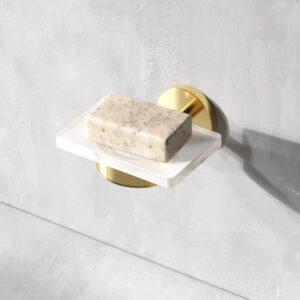 A85A34299 X-Joy, Стеклянная мыльница с настенным держателем, золото