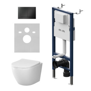 IS90238.801900 Инсталляция с клав PrimeFit S, мат.черный, с подвес унит Like Aquaspin с сид м/лифт