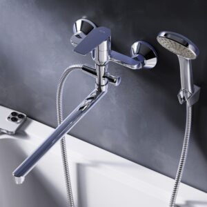 F90A90100 Gem, смеситель д/ванны/душа, излив 325 мм, душевой набор, хром, шт