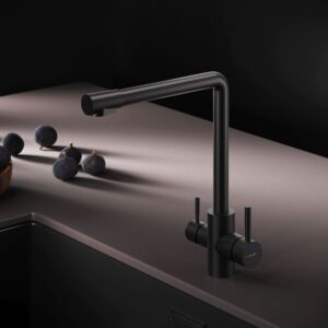 F85B05722 X-Joy S, смеситель для кухни с L-изливом с каналом для питьевой воды, черный