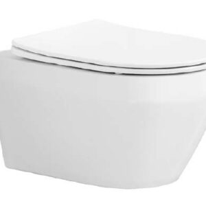 Унитаз подвесной безободковый Aquatek ЛЕЯ AQ1199-00, 490*360*320 мм, горизонтальный выпуск, тонкое сиденье с механизмом плавного закрывания, крепеж