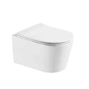 Унитаз подвесной безободковый Aquatek ОБЕРОН AQ1365T-00, 531*360*344 мм, смыв TORNADO, горизонтальный выпуск, тонкое сиденье с механизмом плавного закрывания, крепеж