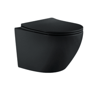 Унитаз подвесной безободковый AQUATEK ЕВРОПА AQ1901-MB 525*360*320 мм, черный матовый, горизонтальный выпуск, тонкое сиденье с механизмом плавного закрывания, крепеж
