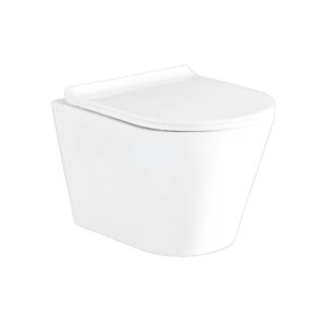 Унитаз подвесной безободковый AQUATEK АЛЬФА 520 x 370 x 330 мм, тонкое сиденье с механизмом плавного закрывания