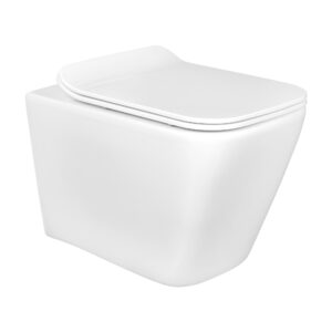 Унитаз подвесной безободковый AQUATEK ДЕЛЬТА 480 x 350 x 320 мм, тонкое сиденье с механизмом плавного закрывания