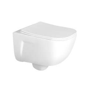 Унитаз подвесной безободковый AQUATEK ДИВА AQ2012-00 510*350*360 мм, горизонтальный выпуск, тонкое сиденье с механизмом плавного закрывания, крепеж