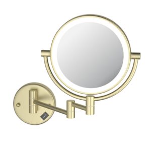 AQ4912BG зеркало косметическое настенное с подсветкой 5х, шлиф. золото