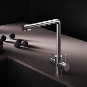 F85B05711 X-Joy S, смеситель для кухни с L-изливом с каналом для питьевой воды, сатин