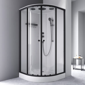 W94C-401-100BT X-Joy кабина душевая 100x100, 1/4 круга, профиль мат.черный, стекло прозрачное