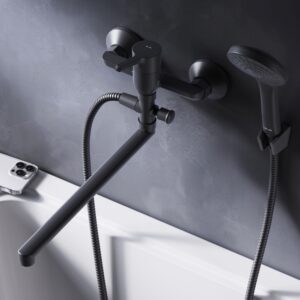 F85B90122 X-Joy S, смеситель д/ванны/душа, излив 325 мм, душевой набор, черн, шт.