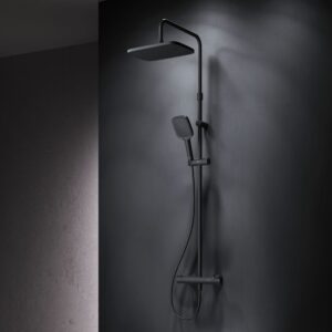 F078F422 Func, душ. система: см-ль д/душа с ТМС, душ.штанга, верхн. душ квадр., ручн.душ, черный