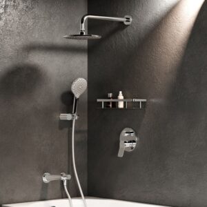 FB85A3RH10 X-Joy, набор: встроеный см-ль д/в/душа, верхний душ 220 мм, излив, ручн.душ, хром