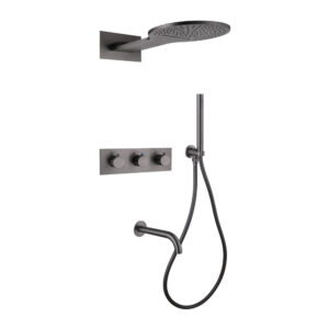 Душевая система ABBER Wasser Kreis AF8150NG скрытого монтажа с изливом, термостат, никель