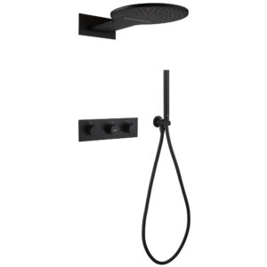 Душевая система ABBER Wasser Kreis AF8151B скрытого монтажа без излива, термостат, черный матовый