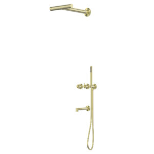 Душевая система ABBER Perfekte 316 AF8A50BG скрытого монтажа с изливом, золото брашированное