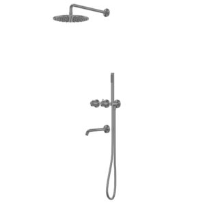 Душевая система ABBER Wasser Kreis 316 AF8150BGG скрытого монтажа с изливом, термостат, оружейная сталь брашированная