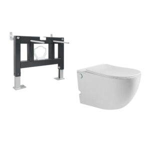 Комплект ABBER подвесной унитаз Bequem AC1105P белый с импульсным смывом с инсталляцией AC0101P