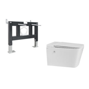 Комплект ABBER подвесной унитаз Rechteck AC1202P белый с импульсным смывом с инсталляцией AC0101P