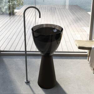 Раковина отдельностоящая прозрачная ABBER Kristall AT2703Onyx-Black черный/черный матовый