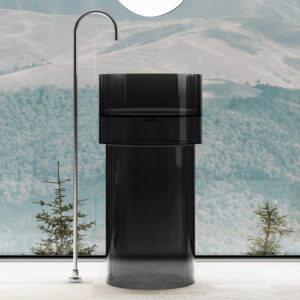 Раковина отдельностоящая прозрачная ABBER Kristall AT2701Onyx черная