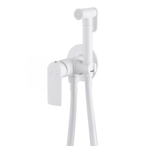 Смеситель ABBER Weiss Insel AF8025W с гигиеническим душем, белый матовый